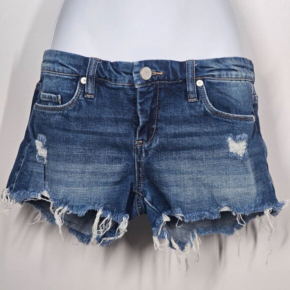Blank NYC Distressed Frayed Denim Cutoff Shorts Little Queenie Blue Size 25 - Picture 1 of 11